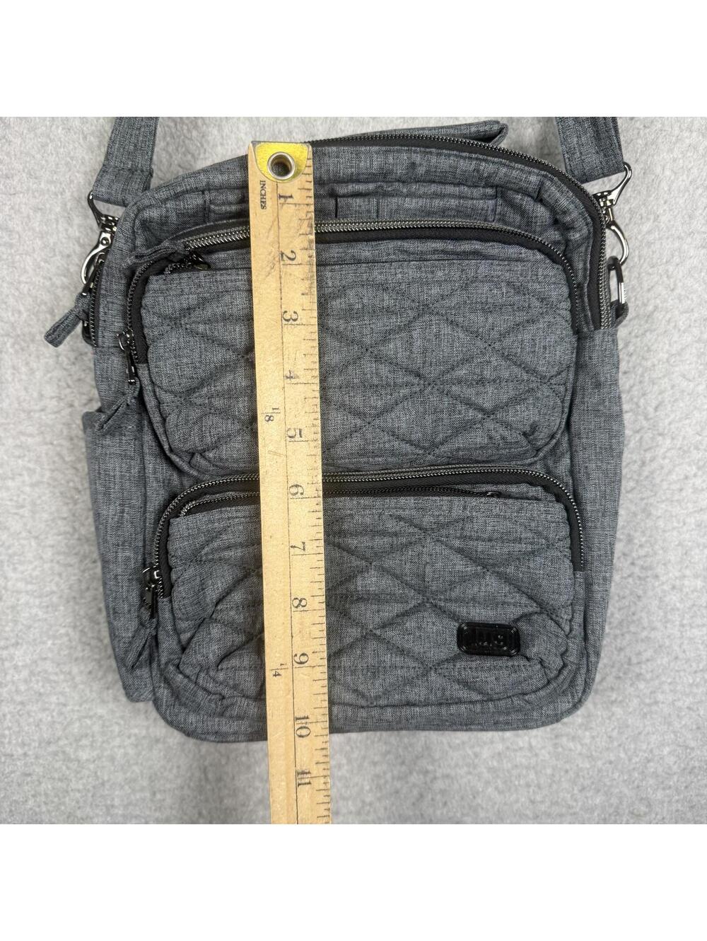 Lug compass Quilted Crossbody Bag with Water Bottle Pocket - Heather Grey - Picture 4 of 13